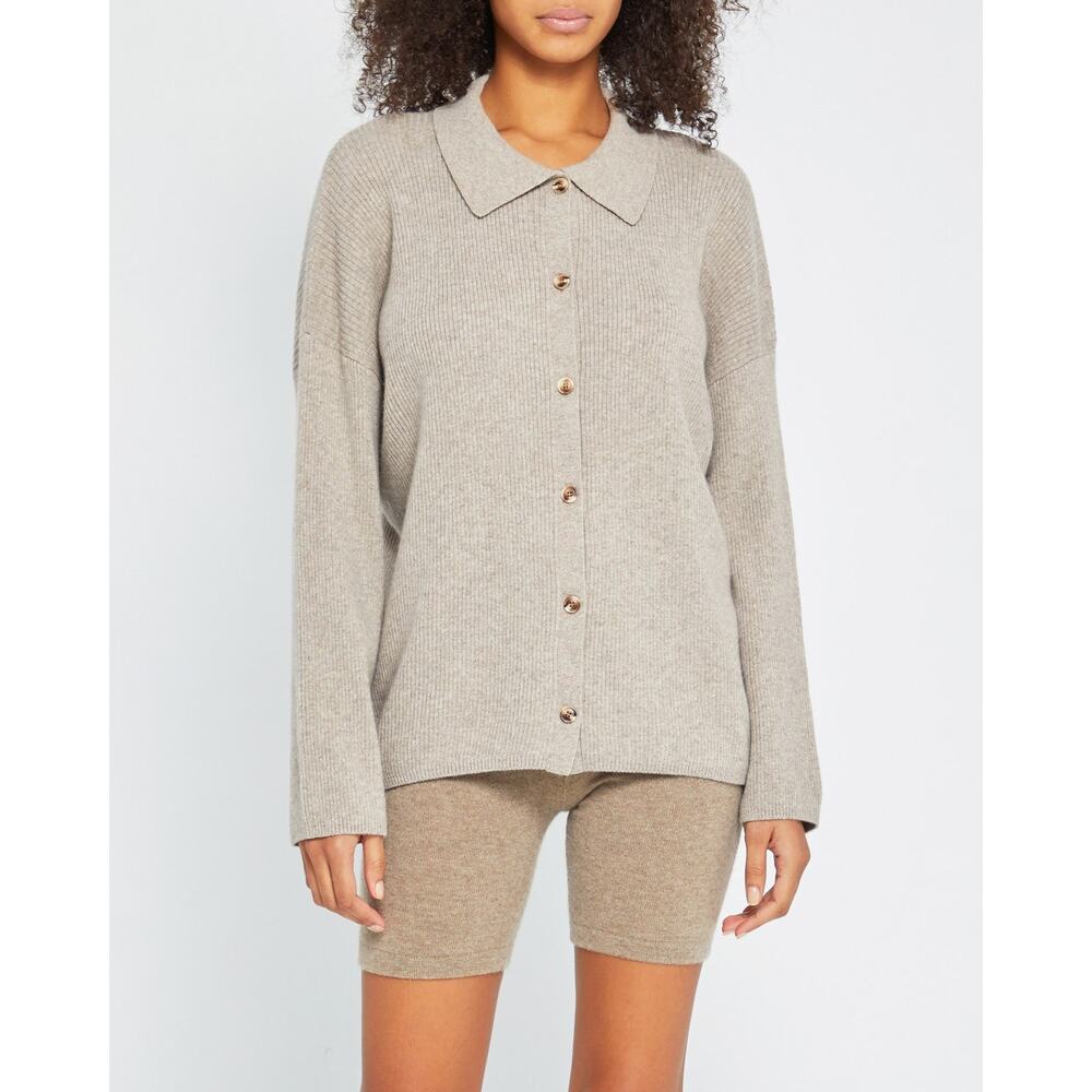 Few Moda Colby Cashmere Cardigan Sweater- S Sand